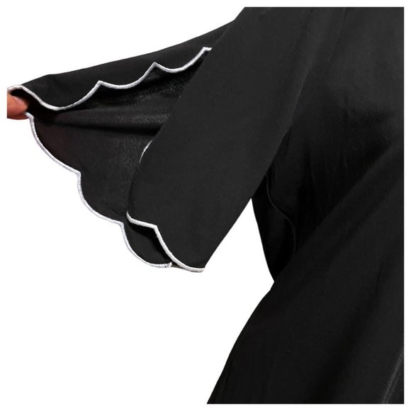 Calvin Klein Black Split Sleeve White Trim Scoop Neck Blouse - Picture 3 of 8